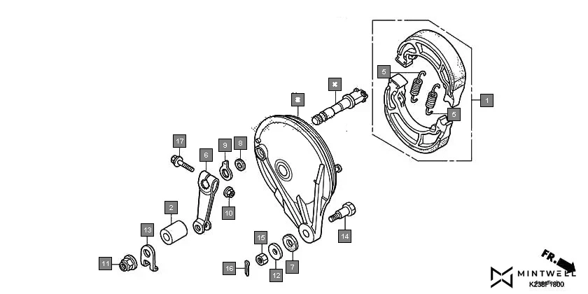 F-18 FRONT WHEEL(CAST) diagram showing 92811-10000