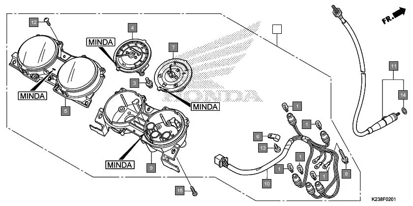 F-2-1 METER(MINDA) assembly diagram for HONDA CD 110 Dream CB110C2MG