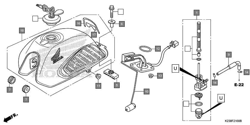F-21 FUEL TANK diagram showing 95702-08035-08