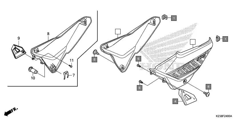 F-24 SIDE COVER assembly diagram for HONDA CD 110 Dream CB110C2MG