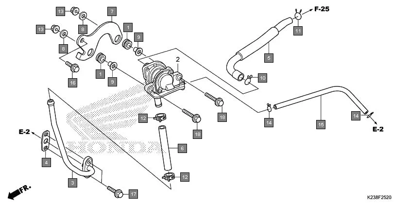 F-25-20 AIR SUCTION VALVE assembly diagram for HONDA CD 110 Dream CB110C2G