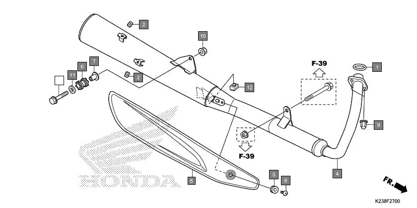 F-27 EXHAUST MUFFLER diagram showing 18355-K23-900