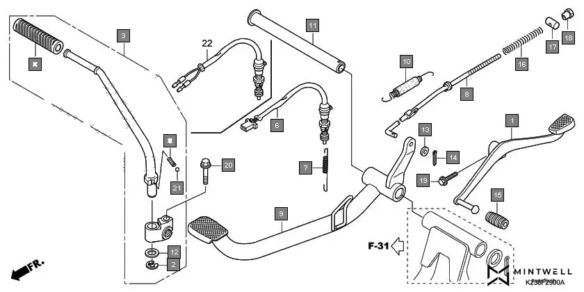 F-29 PEDAL/KICK STARTER ARM diagram showing 95011-40000