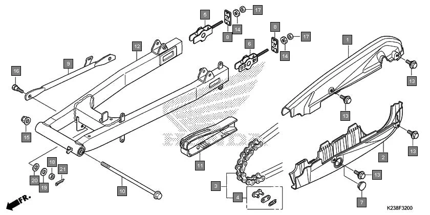 F-32 SWINGARM assembly diagram for HONDA CD 110 Dream CB110C2G