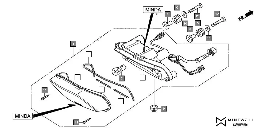 F-36-1 TAILLIGHT(MINDA) assembly diagram for HONDA CD 110 Dream CB110C2MG