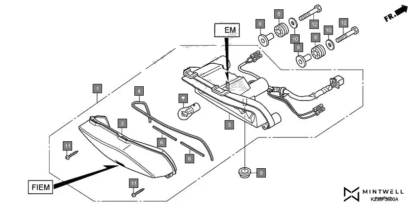 F-36 TAILLIGHT(FIEM) assembly diagram for HONDA CD 110 Dream CB110C2G
