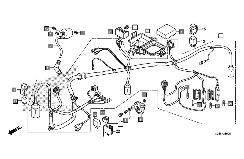 F-38 WIRE HARNESS assembly diagram for HONDA CD 110 Dream CB110C2G