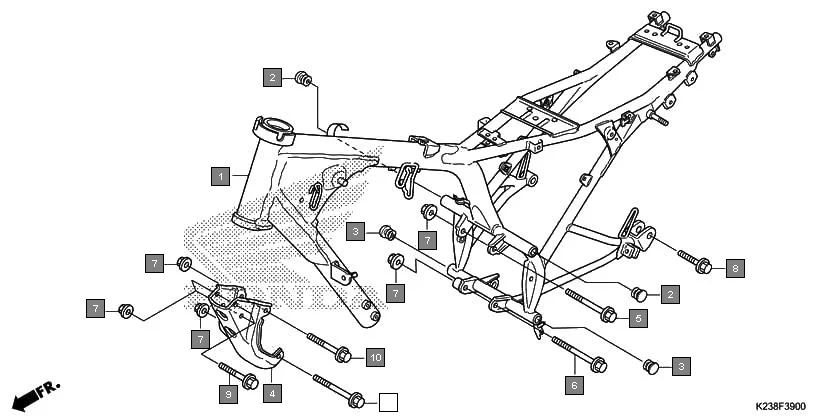 F-39 FRAME BODY assembly diagram for HONDA CD 110 Dream CB110C2MG