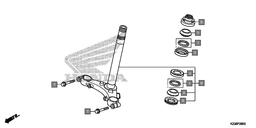 F-9 STEERING STEM diagram showing 95702-08035-07