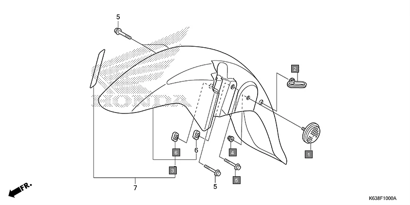 F-10 FRONT FENDER assembly diagram for HONDA CD 110 Dream CB110C2K