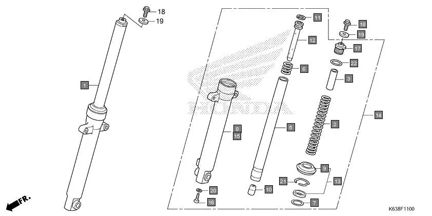 F-11 FRONT FORK assembly diagram for HONDA CD 110 Dream CB110C2H