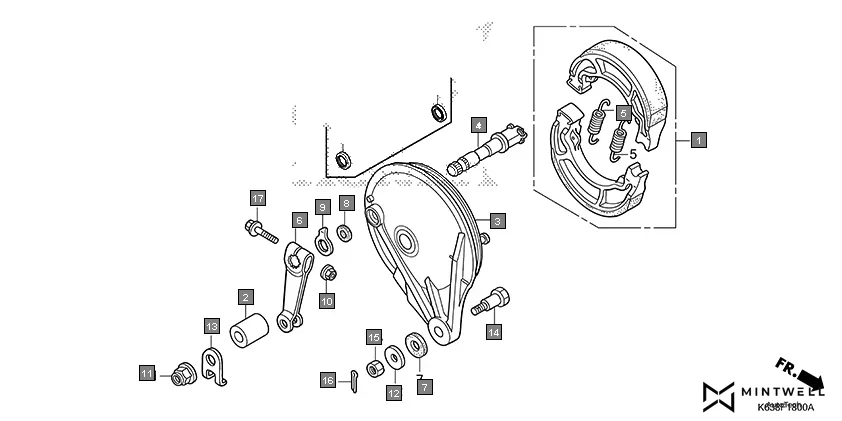 F-18 REAR BRAKE PANEL diagram showing 43434-ME1-670