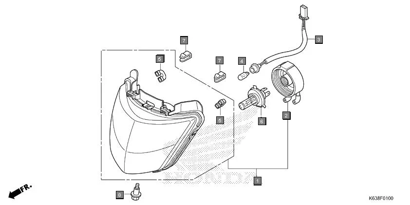 F-1 HEADLIGHT diagram showing 33706-KWS-901