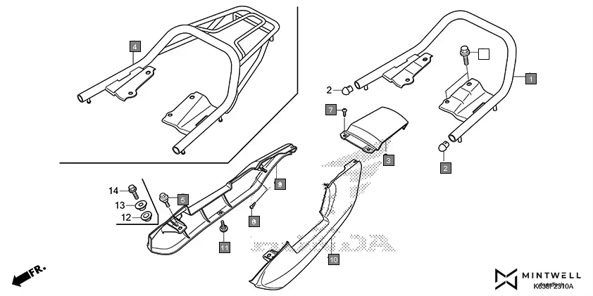 F-23-10 REAR COWL assembly diagram for HONDA CD 110 Dream CB110C2K