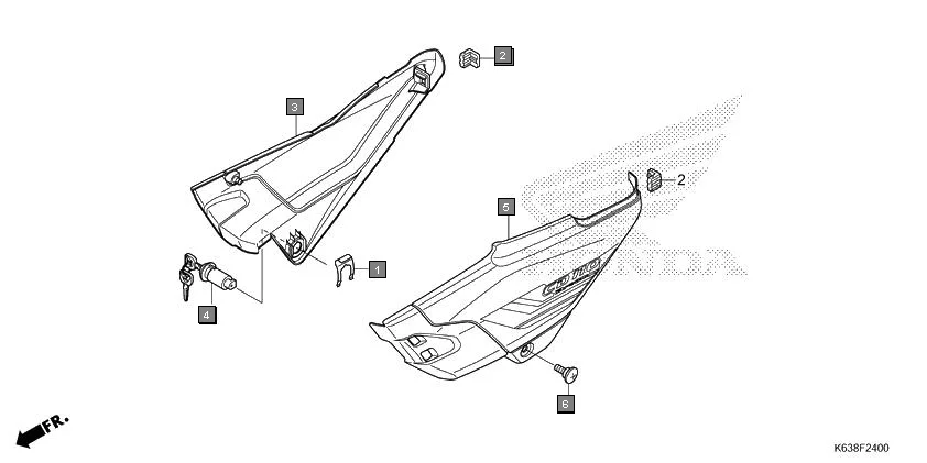 F-24 SIDE COVER diagram showing 83502-KCC-900