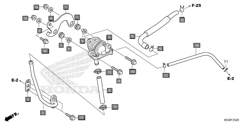 F-25-20 AIR SUCTION VALVE assembly diagram for HONDA CD 110 Dream CB110C2K