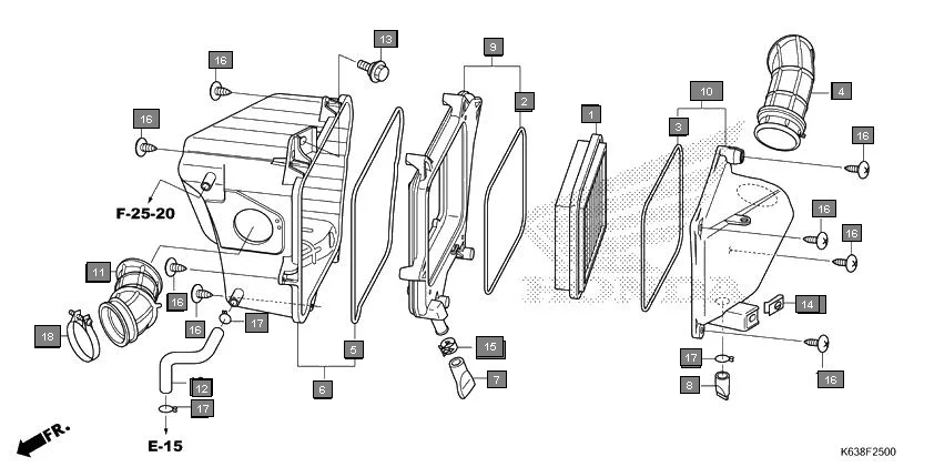 F-25 AIR CLEANER assembly diagram for HONDA CD 110 Dream CB110C2H