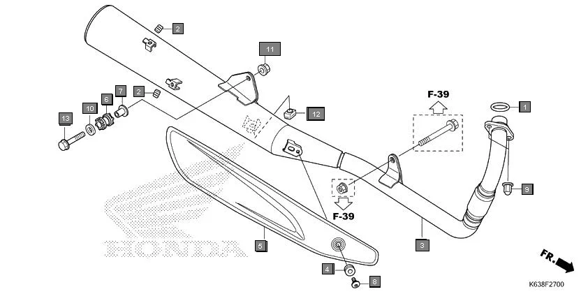 F-27 EXHAUST MUFFLER assembly diagram for HONDA CD 110 Dream CB110C2H