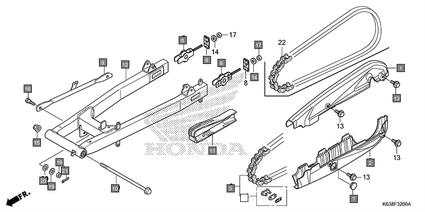 F-32 SWINGARM assembly diagram for HONDA CD 110 Dream CB110C2H