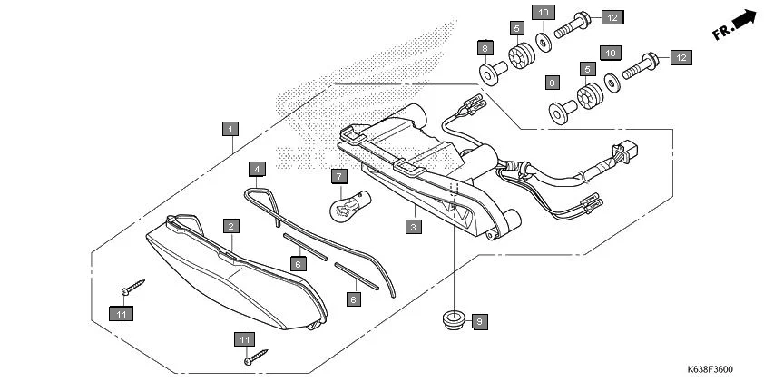 F-36 TAILLIGHT assembly diagram for HONDA CD 110 Dream CB110C2K
