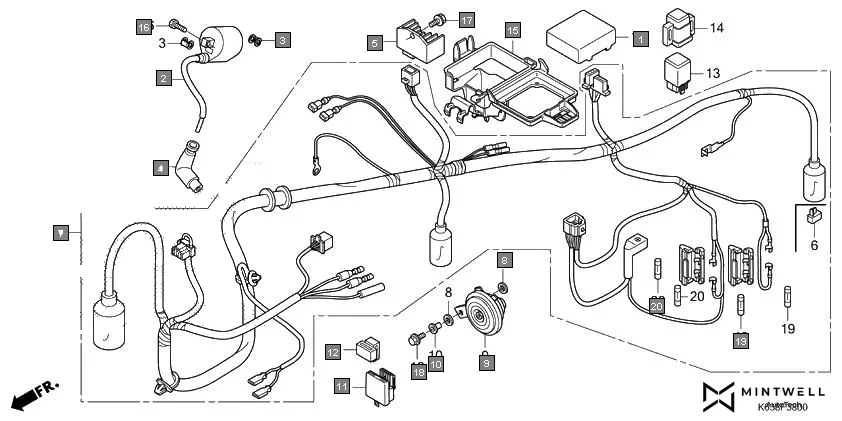 F-38 WIRE HARNESS assembly diagram for HONDA CD 110 Dream CB110C2K