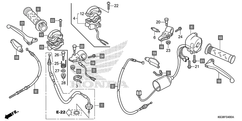 F-4 HANDLE LEVER/SWITCH/CABLE diagram showing 32161-KSP-920