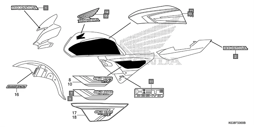 F-50 MARK/STRIPE assembly diagram for HONDA CD 110 Dream CB110C2H