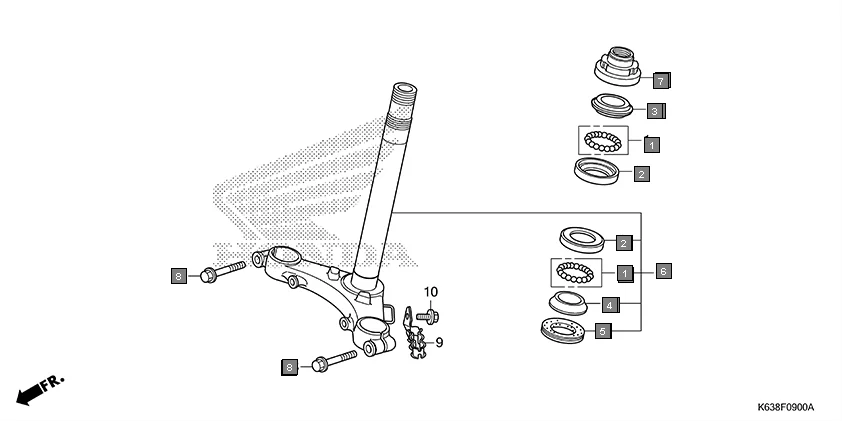 F-9 STEERING STEM assembly diagram for HONDA CD 110 Dream CB110C2K