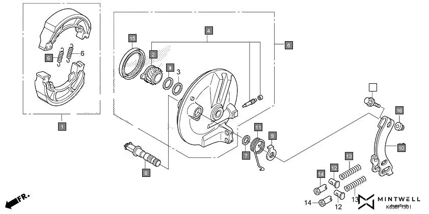 F-13-1 FRONT BRAKE PANEL(CBS) assembly diagram for HONDA CD 110 Dream CB110C2K