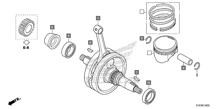 E-16 CRANKSHAFT/PISTON