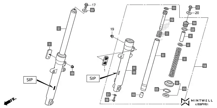 F-11-1 FRONT FORK (SHOWA) diagram showing 90521-KSP-900