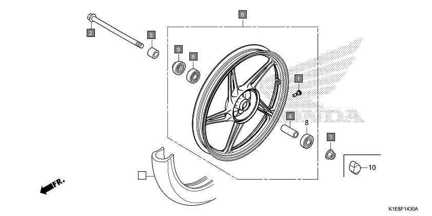 F-14-30 FRONT WHEEL assembly diagram for HONDA CD 110 Dream CB110CMDR