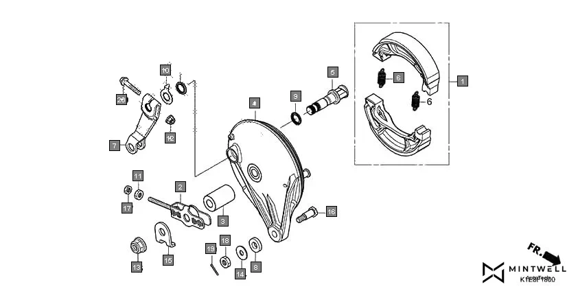 F-18 REAR BRAKE PANEL diagram showing 45134-KB7-005