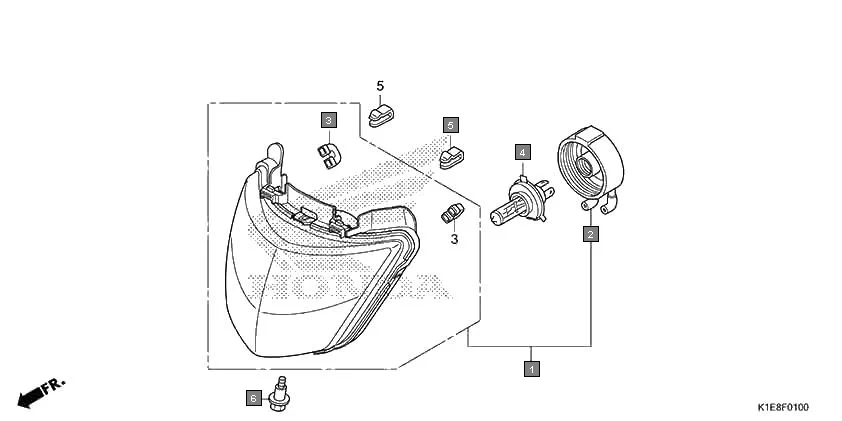 F-1 HEADLIGHT assembly diagram for HONDA CD 110 Dream CB110CMDR