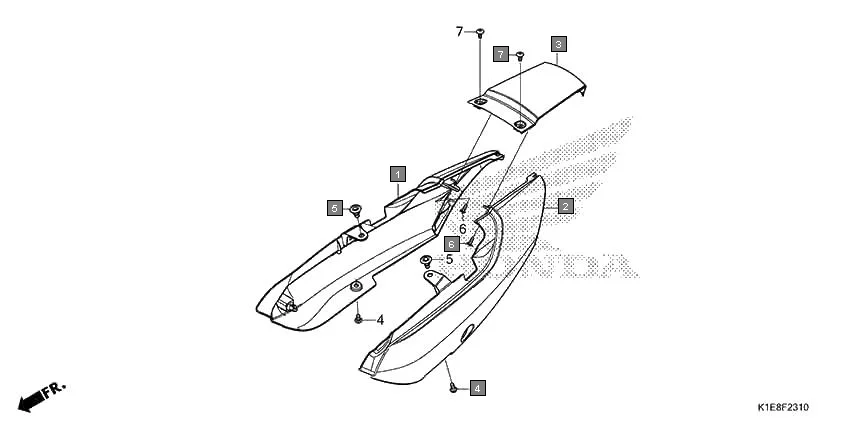F-23-10 REAR COWL assembly diagram for HONDA CD 110 Dream CB110CMDR