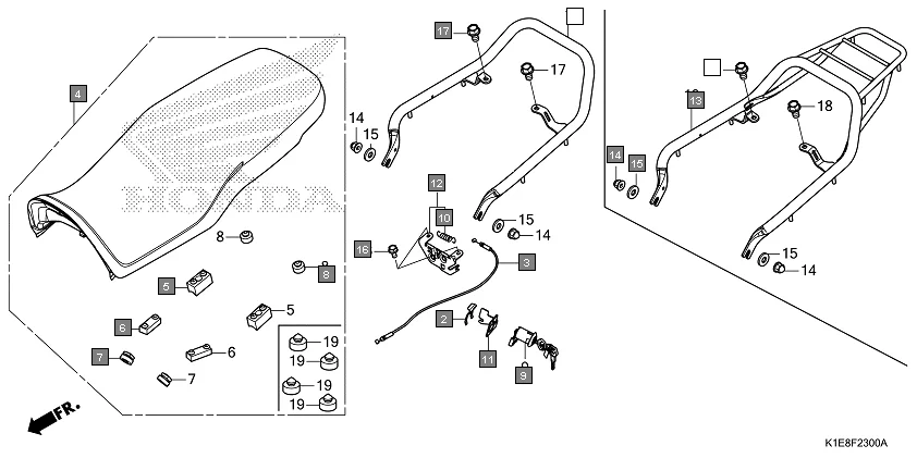 F-23 SEAT assembly diagram for HONDA CD 110 Dream CB110CMDR