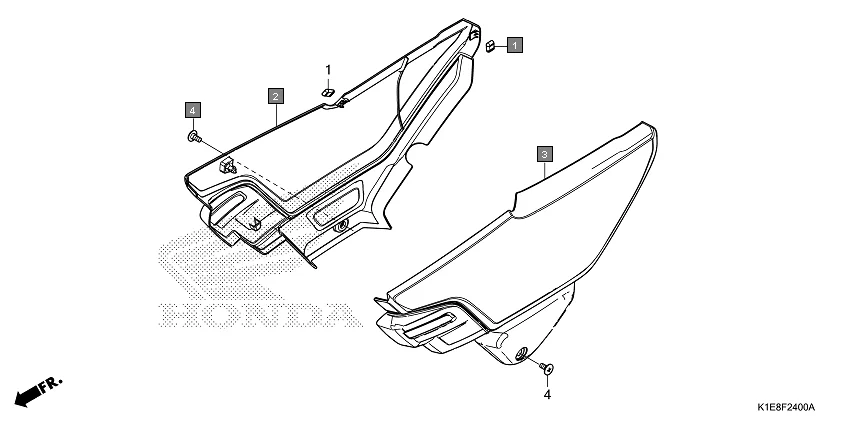 F-24 SIDE COVER assembly diagram for HONDA CD 110 Dream CB110CMDR