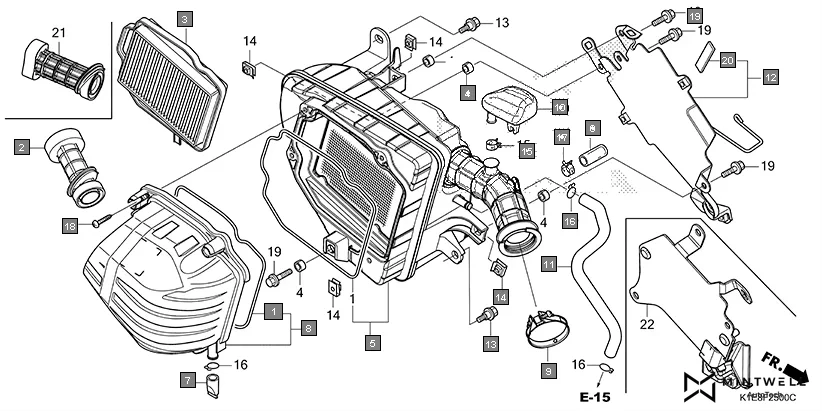 F-25 AIR CLEANER assembly diagram for HONDA CD 110 Dream CB110CMDR