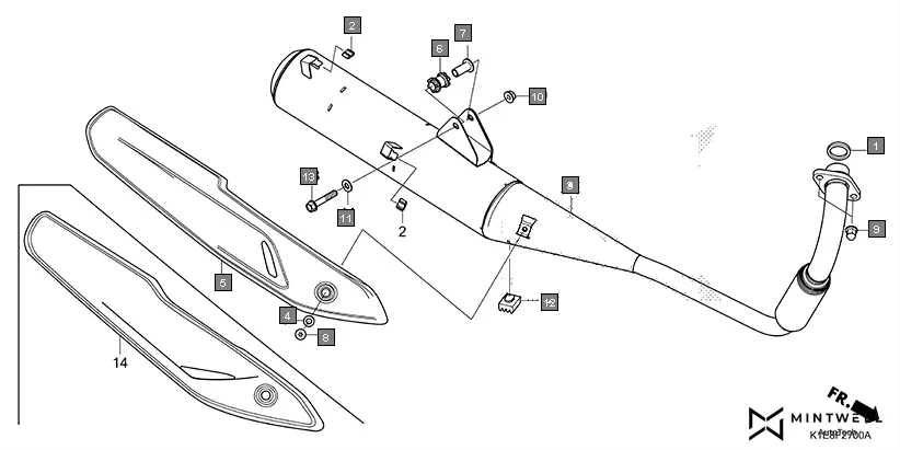 F-27 EXHAUST MUFFLER assembly diagram for HONDA CD 110 Dream CB110CMDR