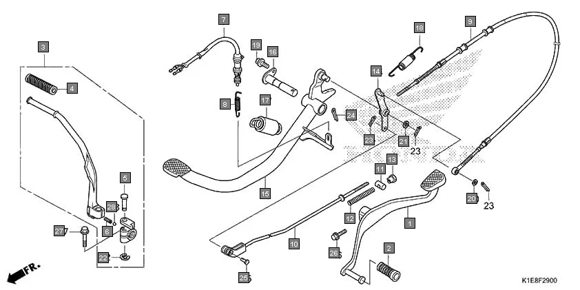 F-29 PEDAL/KICK STARTER ARM assembly diagram for HONDA CD 110 Dream CB110CMDR
