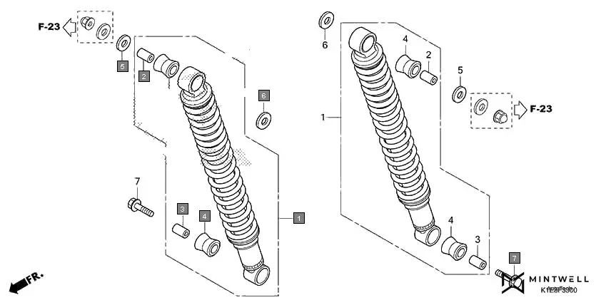 F-33 REAR CUSHION assembly diagram for HONDA CD 110 Dream CB110CMDR