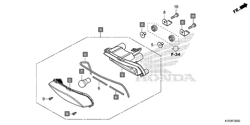F-36 TAILLIGHT assembly diagram for HONDA CD 110 Dream CB110CMDR
