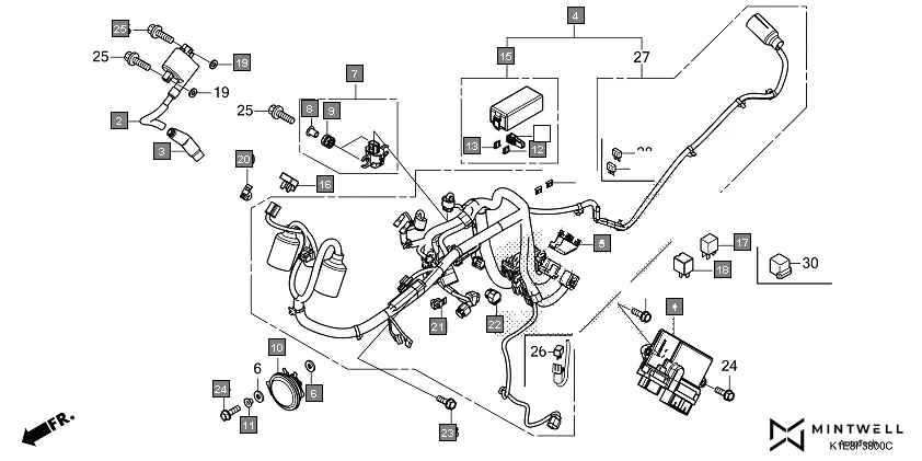 F-38 WIRE HARNESS diagram showing 95701-06016-08