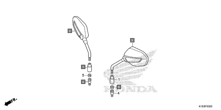 F-3 MIRROR assembly diagram for HONDA CD 110 Dream CB110CMDR