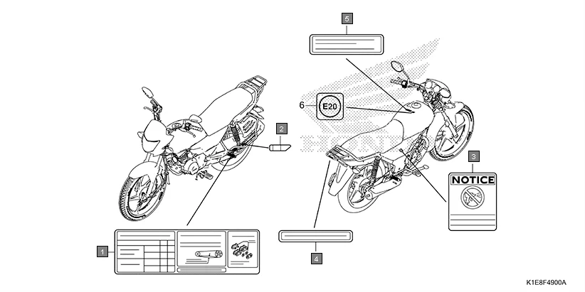 F-49 CAUTION LABEL assembly diagram for HONDA CD 110 Dream CB110CMDR
