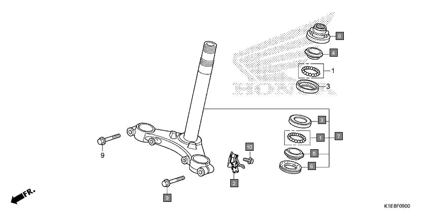 F-9 STEERING STEM assembly diagram for HONDA CD 110 Dream CB110CMDR