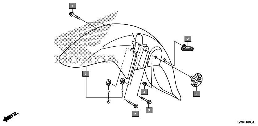 F-10 FRONT FENDER assembly diagram for HONDA Dream Neo CB110CG