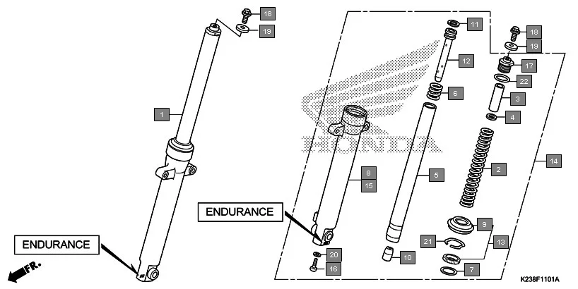 F-11-1 FRONT FORK(ENDURANCE) assembly diagram for HONDA Dream Neo CB110CG