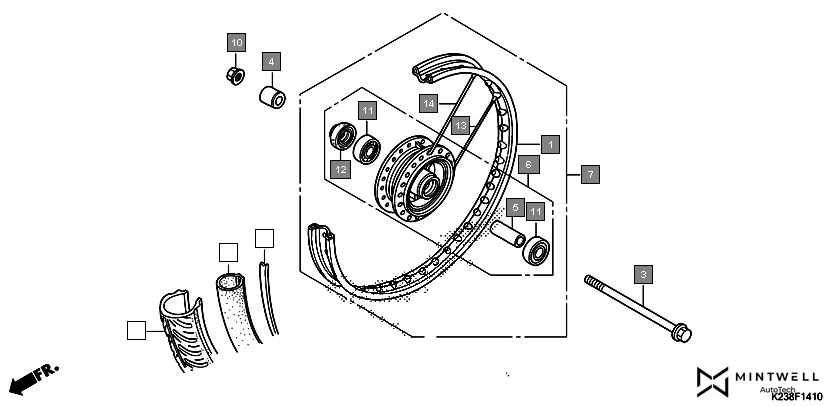 F-14-10 FRONT WHEEL(SPOKE) assembly diagram for HONDA Dream Neo CB110CE