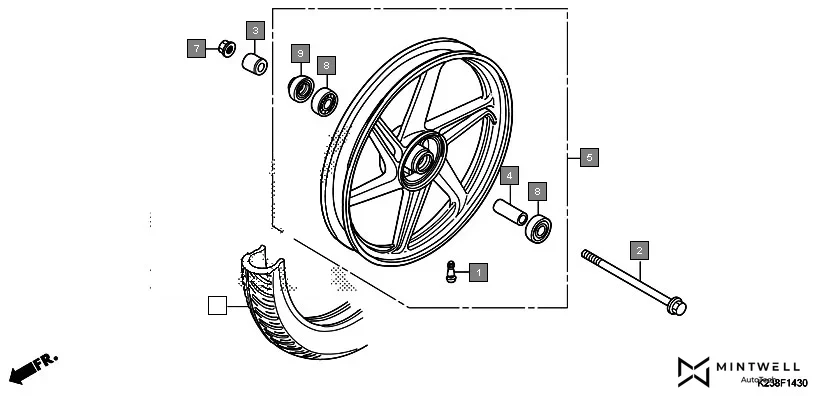 F-14-30 FRONT WHEEL(CAST) assembly diagram for HONDA Dream Neo CB110CG